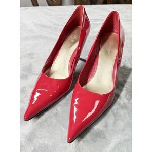 Nine West Shoes Womens Size 10 Red Patent Pointed Toe High Heel Pumps WNHARRENM